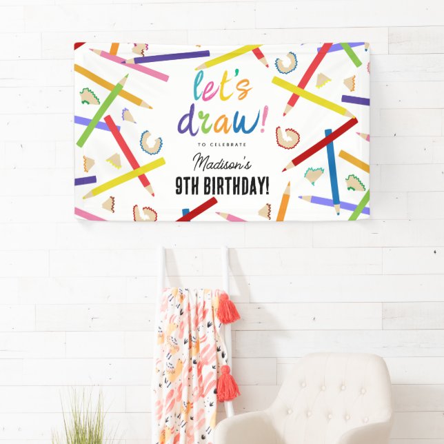 Colored Pencils Kids Art Birthday Party Banner (Insitu)