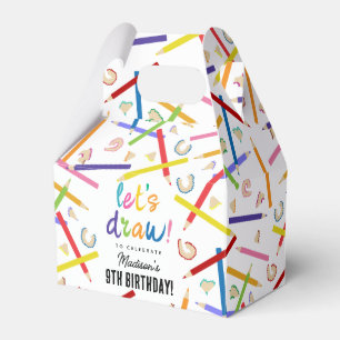 Colored Pencils Kids Art Birthday Party Favor Boxes