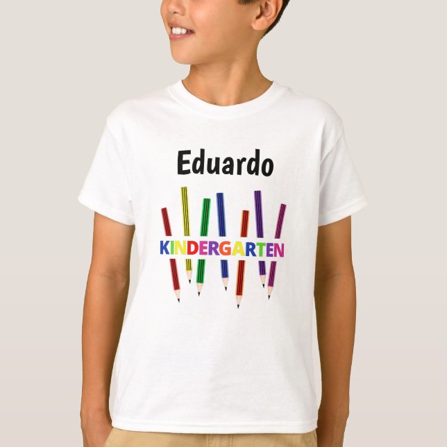 Colored Pencils Kindergarten Boy's T-Shirt (Front)