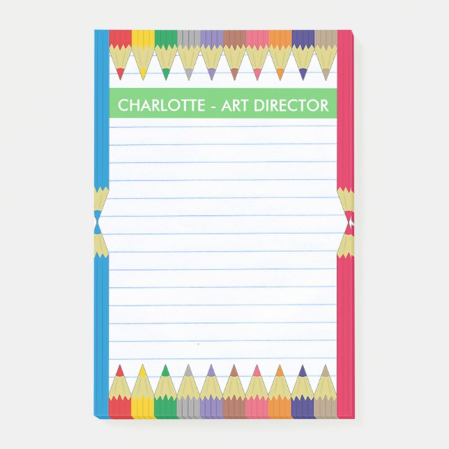 Colored Pencils Line Paper Post-it® Notes (Front)