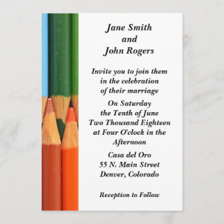 Colored Pencils Modern Wedding Invitation Custom