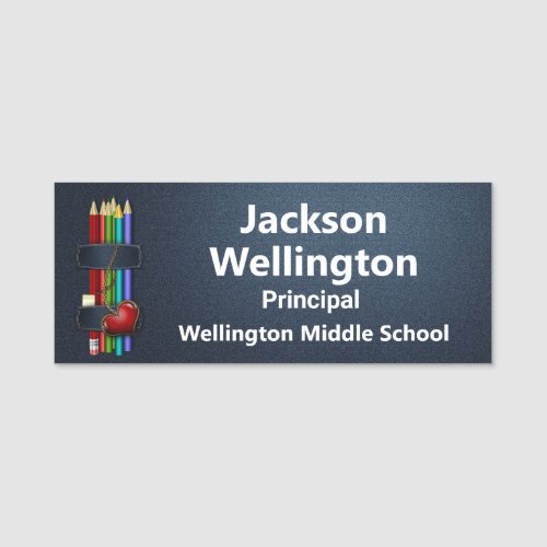 Colored Pencils on Denim Educators Name Tag