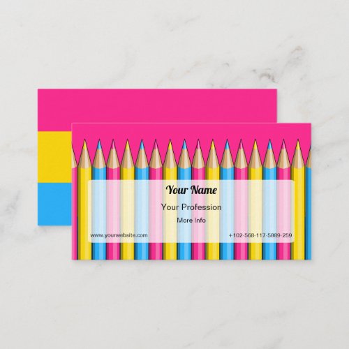 Colored pencils on the pansexuality pride flag business card