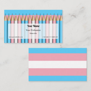 Colored pencils on the transgender pride flag business card