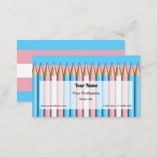 Colored pencils on the transgender pride flag business card