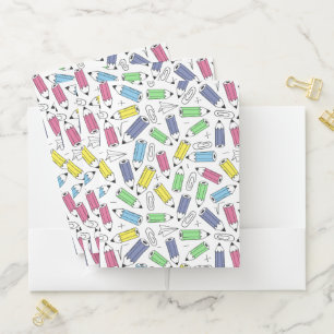 Colored Pencils, Paper Clips and Paper Airplanes  Pocket Folder