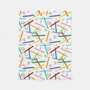 Colored Pencils Pattern Fleece Blanket