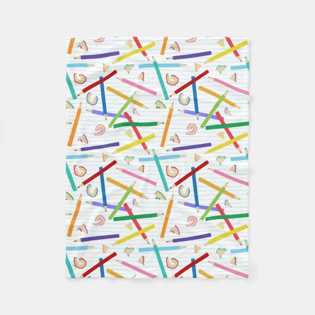 Colored Pencils Pattern Fleece Blanket (Front)