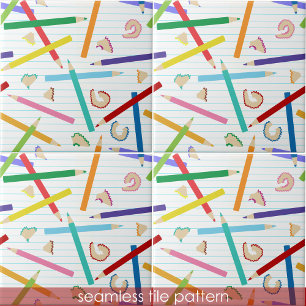 Colored Pencils Pattern Kids Ceramic Tile