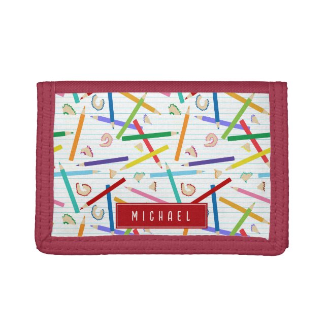 Colored Pencils Pattern Kids Trifold Wallet (Front)