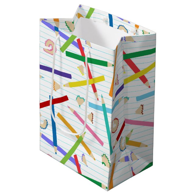 Colored Pencils Pattern Medium Gift Bag (Front Angled)