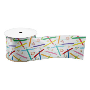 Colored Pencils Pattern Satin Ribbon