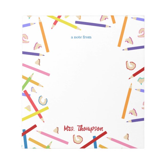 Colored Pencils Pattern Teacher Appreciation Gift Notepad (Front)