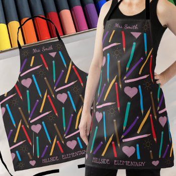 Colored Pencils | Personalized Art Teacher Apron by ArianeC at Zazzle