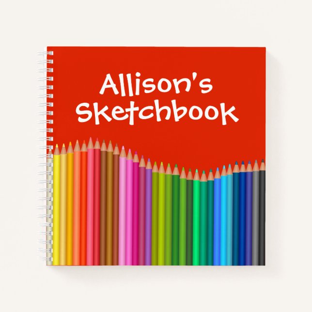 Colored Pencils Personalized Sketchbook  Notebook (Front)