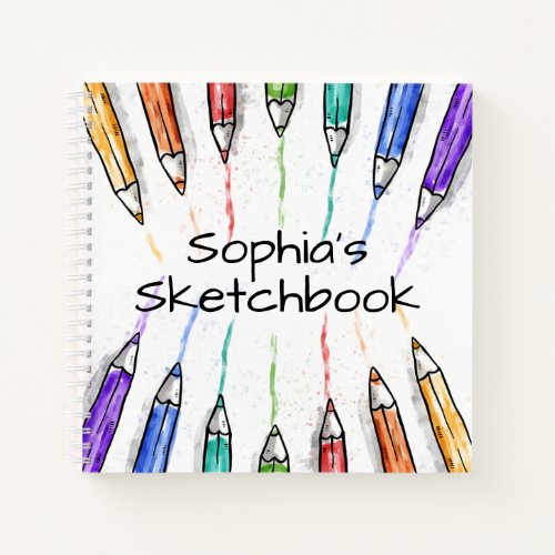 Colored Pencils Personalized Sketchbook  Notebook