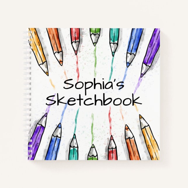 Colored Pencils Personalized Sketchbook  Notebook (Front)