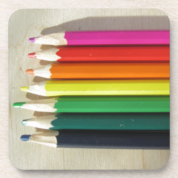 Colored pencils rainbow coaster