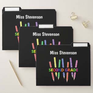 Colored Pencils Second Grade File Folder