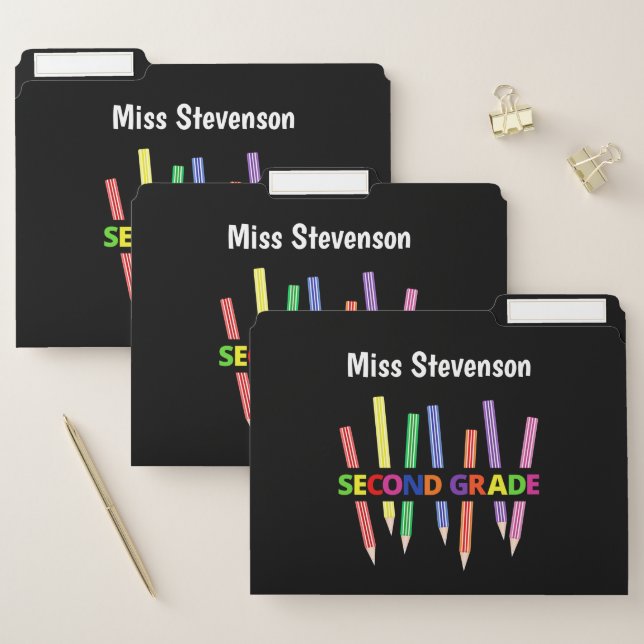 Colored Pencils Second Grade File Folder (Set)