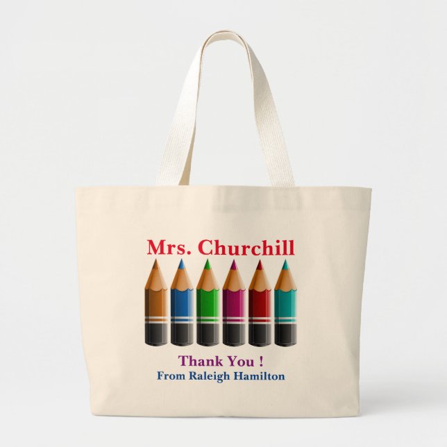 Colored Pencils Teacher Tote Bag (Front)
