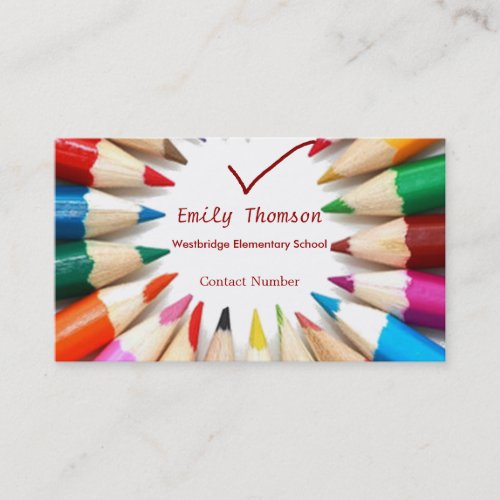 Colored Pencils Teacher's Business Card