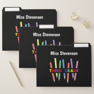 Colored Pencils Third Grade File Folder