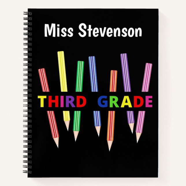 Colored Pencils Third Grade Notebook (Front)