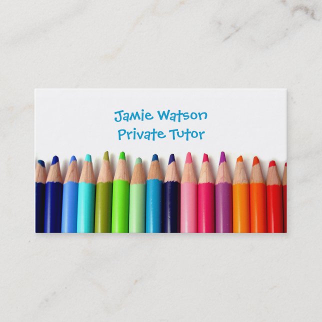 Colored Pencils Tutor Teacher Business Card (Front)