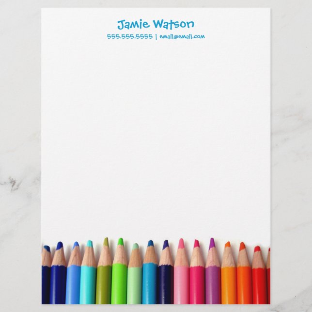 Colored Pencils Tutor Teacher Letterhead (Front)