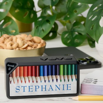 Colored Pencils With Name Bluetooth Speaker by CarriesCamera at Zazzle