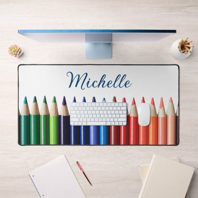Colored Pencils with Name Desk Mat (Office 1)