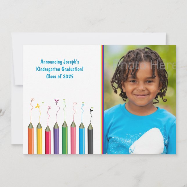 Colored Pencils Youth Grad Text Photo Announcement (Front)