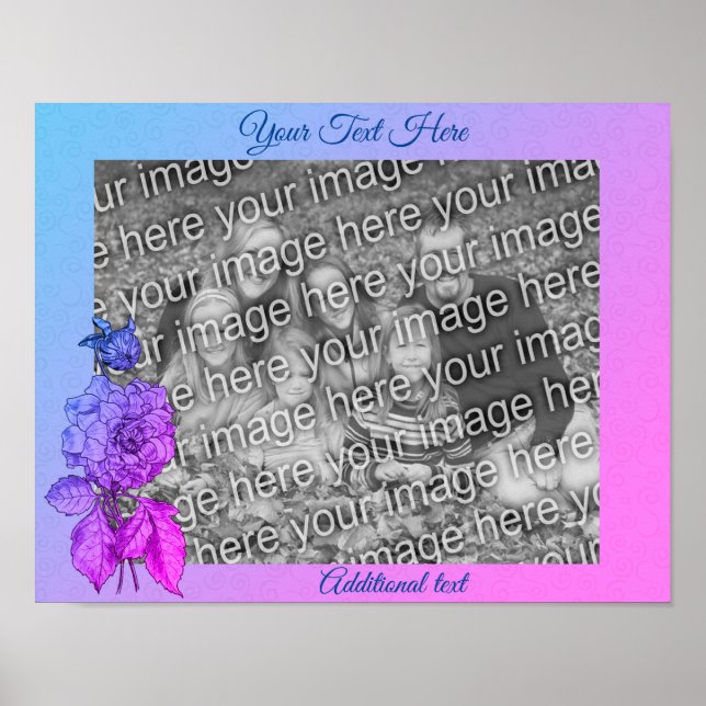 Colored Peony Flower Personalized Add Your Photo Poster (Front)