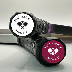 Colored Personalized Pickleball Paddle Butt Name Classic Round Sticker