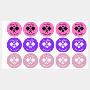 Colored Personalized Pickleball Paddle Butt Name Labels