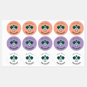 Colored Personalized Pickleball Paddle Butt Name Labels