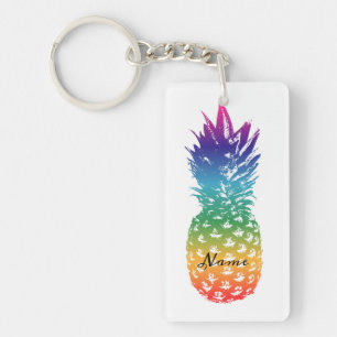 Colored pineapple keychain with custom name