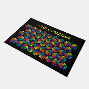Colored Points Circle Spirals + your backg. & idea Doormat