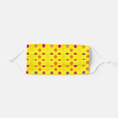 colored polka dots on yellow adult cloth face mask