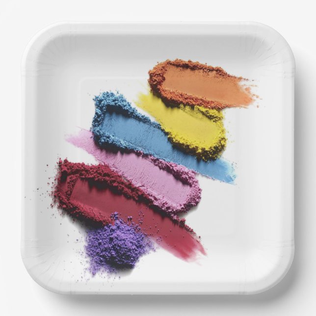 Colored Powder Pattern Makeup Party Plate (Front)