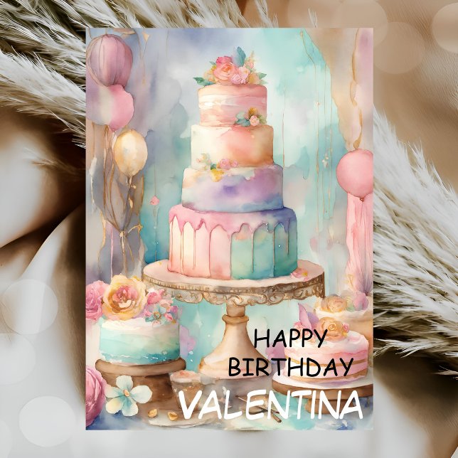Colored princess birthday cake card (Creator Uploaded)