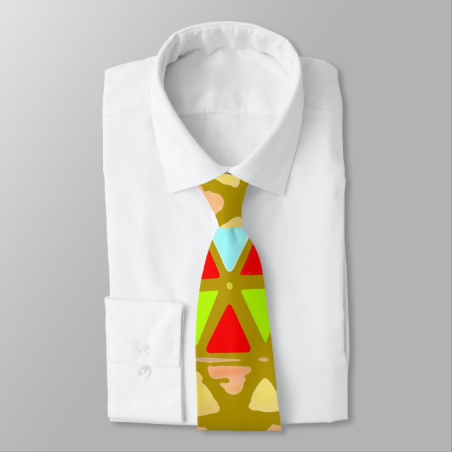 Colored Pyramid Patterned Tie (Tied)