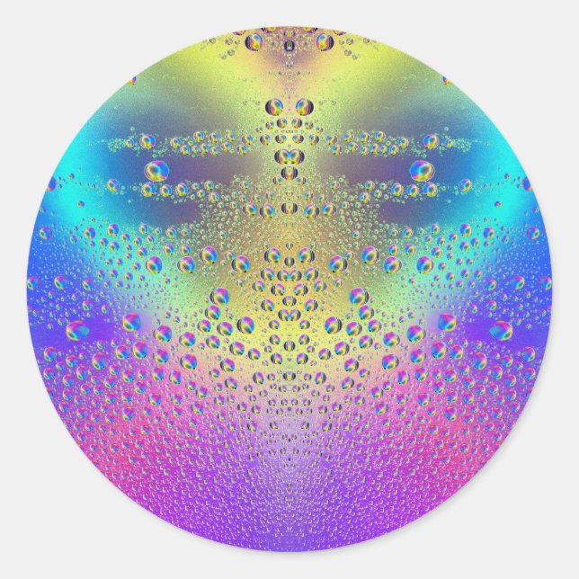 Colored Rain Drops Classic Round Sticker (Front)
