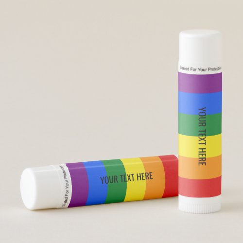 Colored rainbow flag custom text lip balm stick