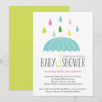 Colored Raindrops Baby Shower Invite | Zazzle