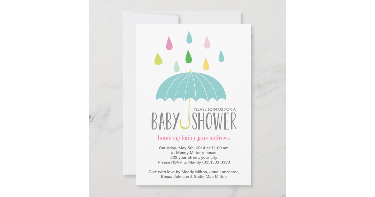 Colored Raindrops Baby Shower Invite | Zazzle