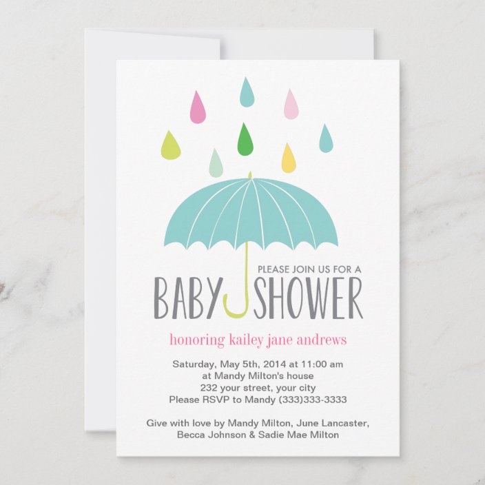 Colored Raindrops Baby Shower Invite | Zazzle.com