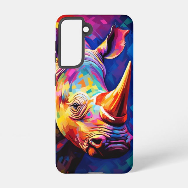 Colored rhino on a multicolored  samsung galaxy case (Back)