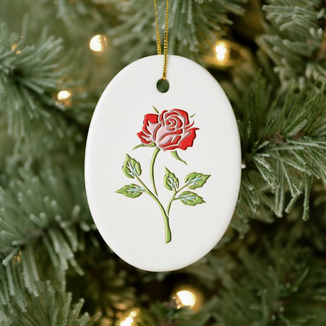 Colored Rose Ceramic Ornament (Tree)